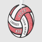 Volleybalspeler Red Glitter Kerstmis Ornament (voorkant)