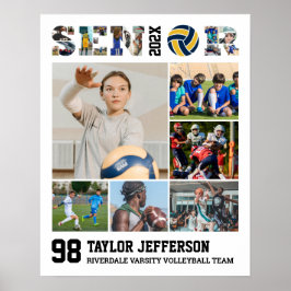 Volleybalspeler Senior Sportteam Fotocollage Poster