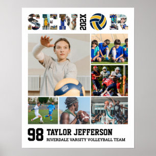 Volleybalspeler Senior Sportteam Fotocollage Poster