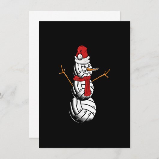 Volleybalspeler Snowman Merry kerstdag Kaart (Voorkant / Achterkant)