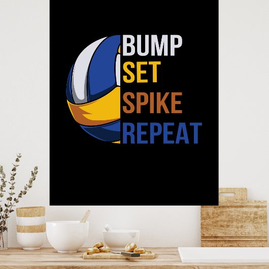 Volleybalspeler | Spike Repo instellen Poster (Keuken)