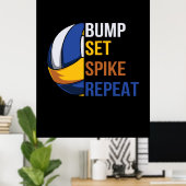 Volleybalspeler | Spike Repo instellen Poster (Thuiskantoor)