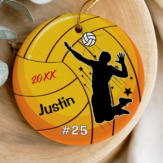 Volleybalspeler Sport Jongen Atleet Custom Keramisch Ornament