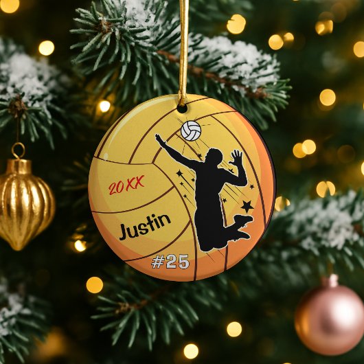 Volleybalspeler Sport Jongen Atleet Custom Keramisch Ornament