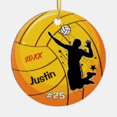 Volleybalspeler Sport Jongen Atleet Custom Keramisch Ornament (Voorkant)