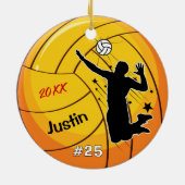 Volleybalspeler Sport Jongen Atleet Custom Keramisch Ornament (Achterkant)