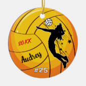 Volleybalspeler Sport Meisje Atleet Custom Keramisch Ornament (Voorkant)