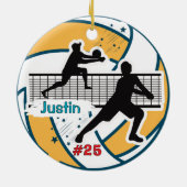 Volleybalspeler Sportteam Jongen Atleet Custom Keramisch Ornament (Achterkant)