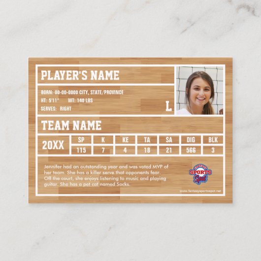 Volleybalspeler Trading Kaart Souvenir Contactkaartje (Achterkant)