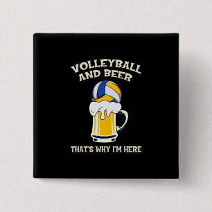 Volleybalspeler Volleybal en bier Vierkante Button 5,1 Cm