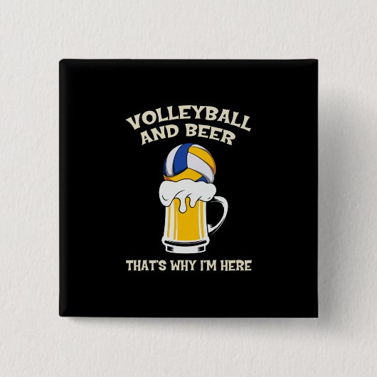 Volleybalspeler | Volleybal en bier Vierkante Button 5,1 Cm (Voorkant)