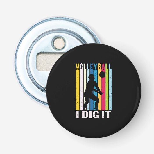 Volleybalspeler | Volleybal I dig Button Flesopener (Voorkant)