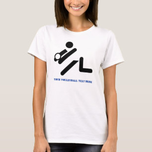 Volleybalspeler zwart, blauw, aangepast t-shirt