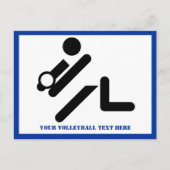 Volleybalspeler zwart, wit, blauw pictogram aangep briefkaart (Voorkant)
