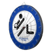 Volleybalspeler zwart, wit, blauw pictogram aangep dartbord (Voorkant Rechts)