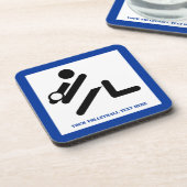 Volleybalspeler zwart, wit, blauw pictogram aangep drankjes onderzetter (Linkerzijde)