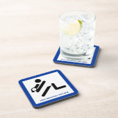 Volleybalspeler zwart, wit, blauw pictogram aangep drankjes onderzetter (Rechterzijde)