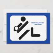 Volleybalspeler zwart, wit, blauw pictogram aangep kaart (Voorkant)