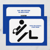 Volleybalspeler zwart, wit, blauw pictogram aangep kaart (Voorkant / Achterkant)