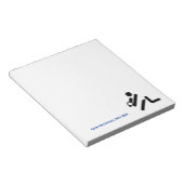 Volleybalspeler zwart, wit, blauw pictogram aangep notitieblok (Schuin)