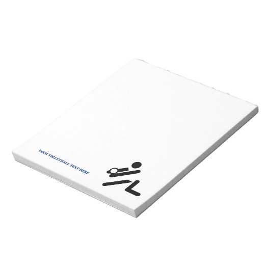 Volleybalspeler zwart, wit, blauw pictogram aangep notitieblok (Linkerzijde)