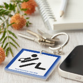 Volleybalspeler zwart, wit, blauw pictogram aangep sleutelhanger (Voorkant Rechts)