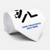 Volleybalspeler zwart, wit, blauw pictogram aangep stropdas (Opgerold)