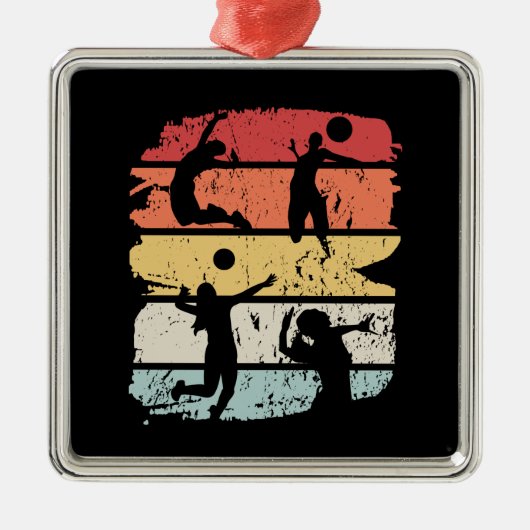 Volleybalspelretro Metalen Ornament (Voorkant)