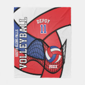 Volleybalsport in rood, wit en blauw - Custom04 Fleece Deken (Voorkant)