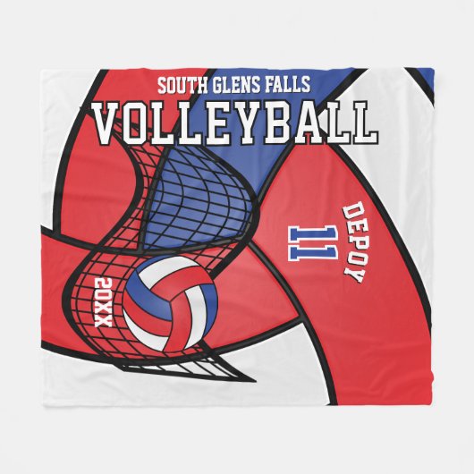 Volleybalsport in rood, wit en blauw - Custom04 Fleece Deken (Voorkant (Horizontaal))