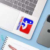 Volleybalsporten | 3"x 3"- Glanzend Transparant Sticker (Laptop met iPhone)