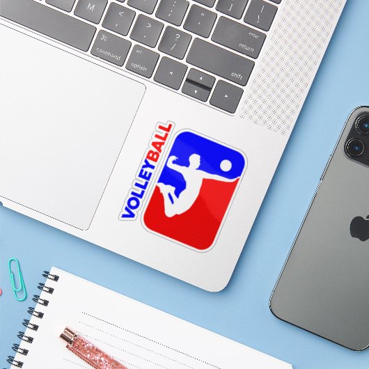 Volleybalsporten | 3"x 3"- Glanzend Transparant Sticker (Laptop met iPhone)