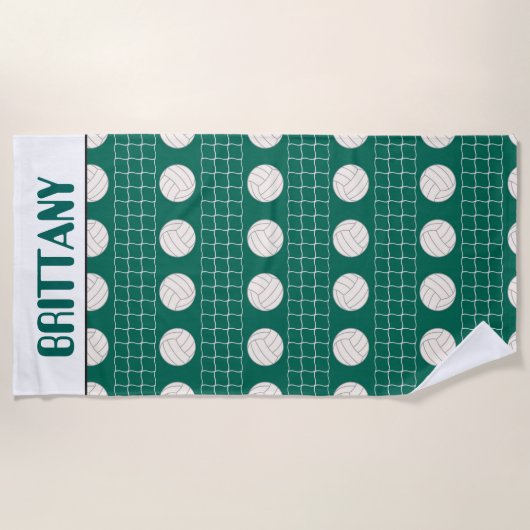 Volleybalsportpatroon toevoegen naam strandhanddoe strandlaken (Voorkant)