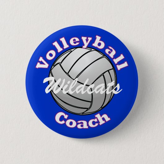 Volleybalstrook op blauw ronde button 5,7 cm (Voorkant)