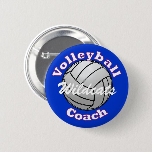 Volleybalstrook op blauw ronde button 5,7 cm (Voorkant /achterkant)