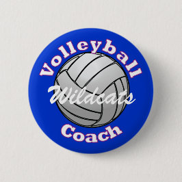 Volleybalstrook op blauw ronde button 5,7 cm