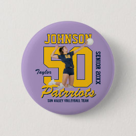 Volleybalteam Aangepast Foto Rugnummer Sport Ronde Button 5,7 Cm