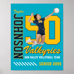 Volleybalteam Aangepast Foto Shirt Nummer Sport Poster