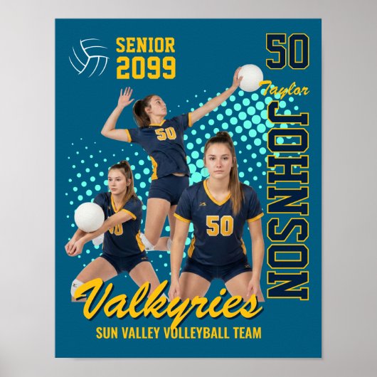 Volleybalteam Aangepaste Foto Senior Night Sport Poster (Voorkant)