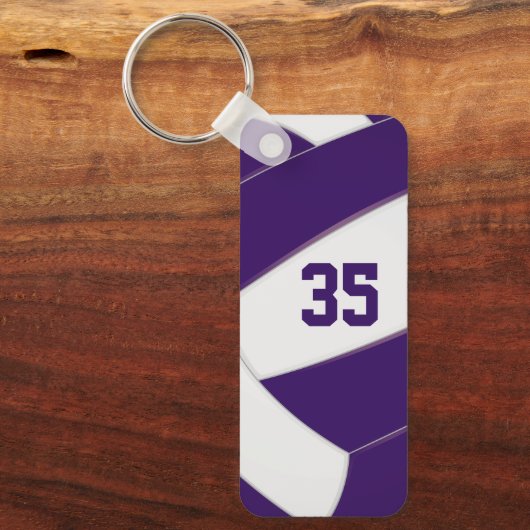 Volleybalteam Atleet Jersey nummer paarse Sleutelhanger (Voorkant)