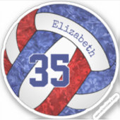 volleybalteam blauwe rode meisjes kleuren sticker (Voorkant)