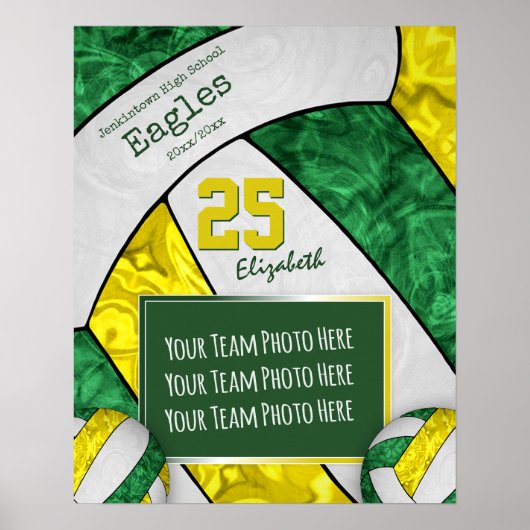 volleybalteam groene meisjes - foto poster (Voorkant)