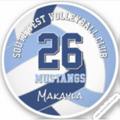 Volleybalteam kleuren kinder marine lichtblauw sticker (Voorkant)