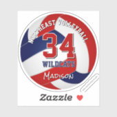Volleybalteam kleuren kinder rood blauw sticker (Vel)