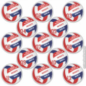 Volleybalteam leden rood blauw set van 13 sticker (Voorkant)