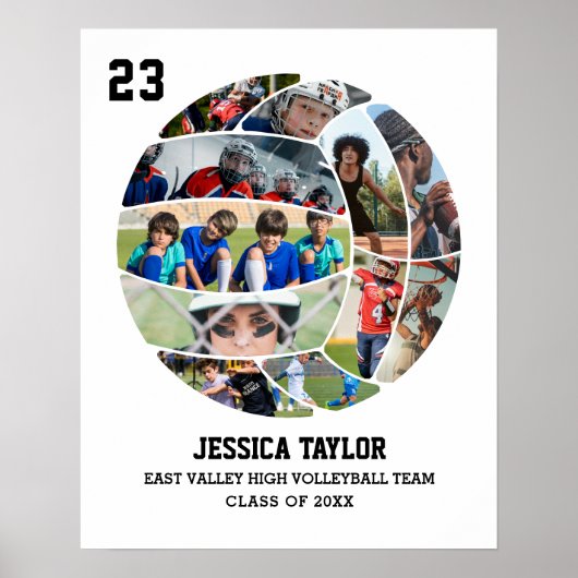 Volleybalteam Senior Afstuderen Fotocollage Poster (Voorkant)
