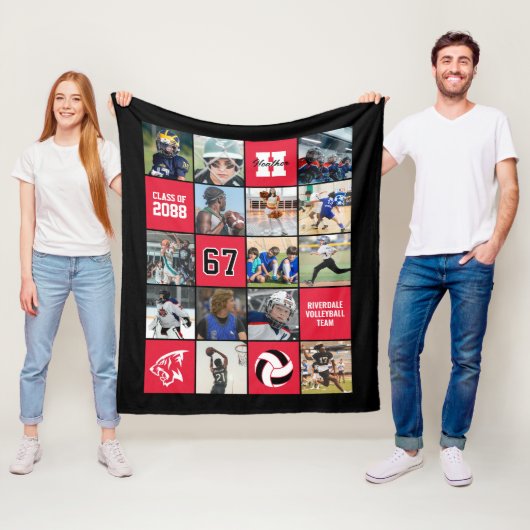 Volleybalteam Senior Night Cadeau Aangepaste Kleur Fleece Deken (In situ)