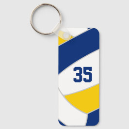 Volleybalteam sportgeschenken blauw goud sleutelhanger