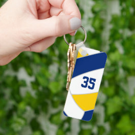 Volleybalteam sportgeschenken blauw goud sleutelhanger