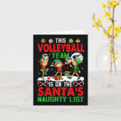 Volleybalteam staat op Santa's Santa's Naughty Lis Kaart (Gele Bloem)